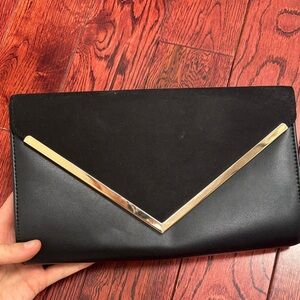 Call It Spring Black Clutch with Gold Detail